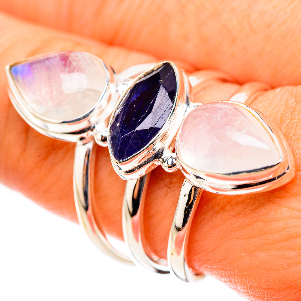 Rainbow Moonstone Rings handcrafted by Ana Silver Co - RING124135