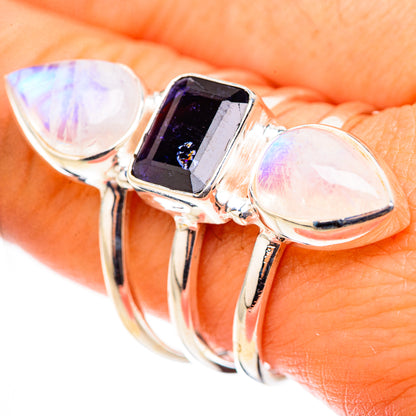 Rainbow Moonstone Rings handcrafted by Ana Silver Co - RING124136