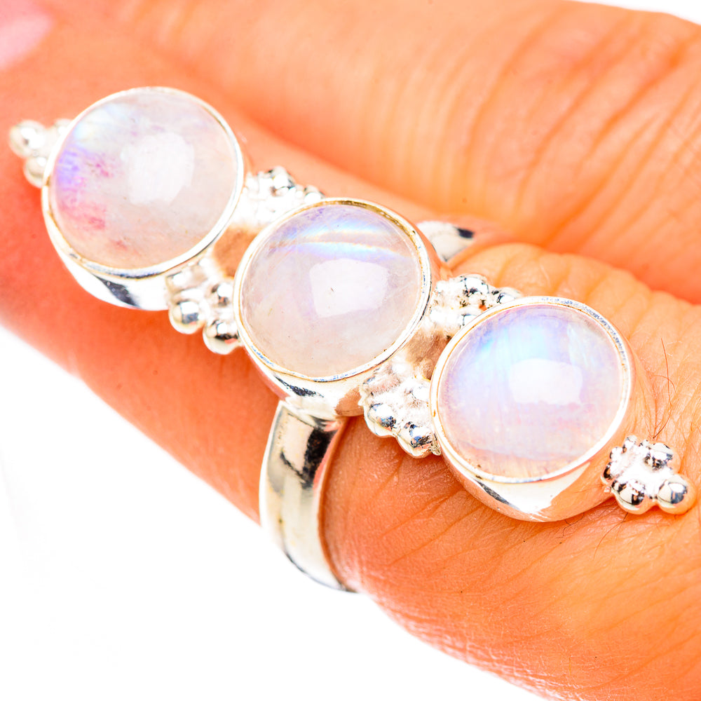 Rainbow Moonstone Rings handcrafted by Ana Silver Co - RING124137