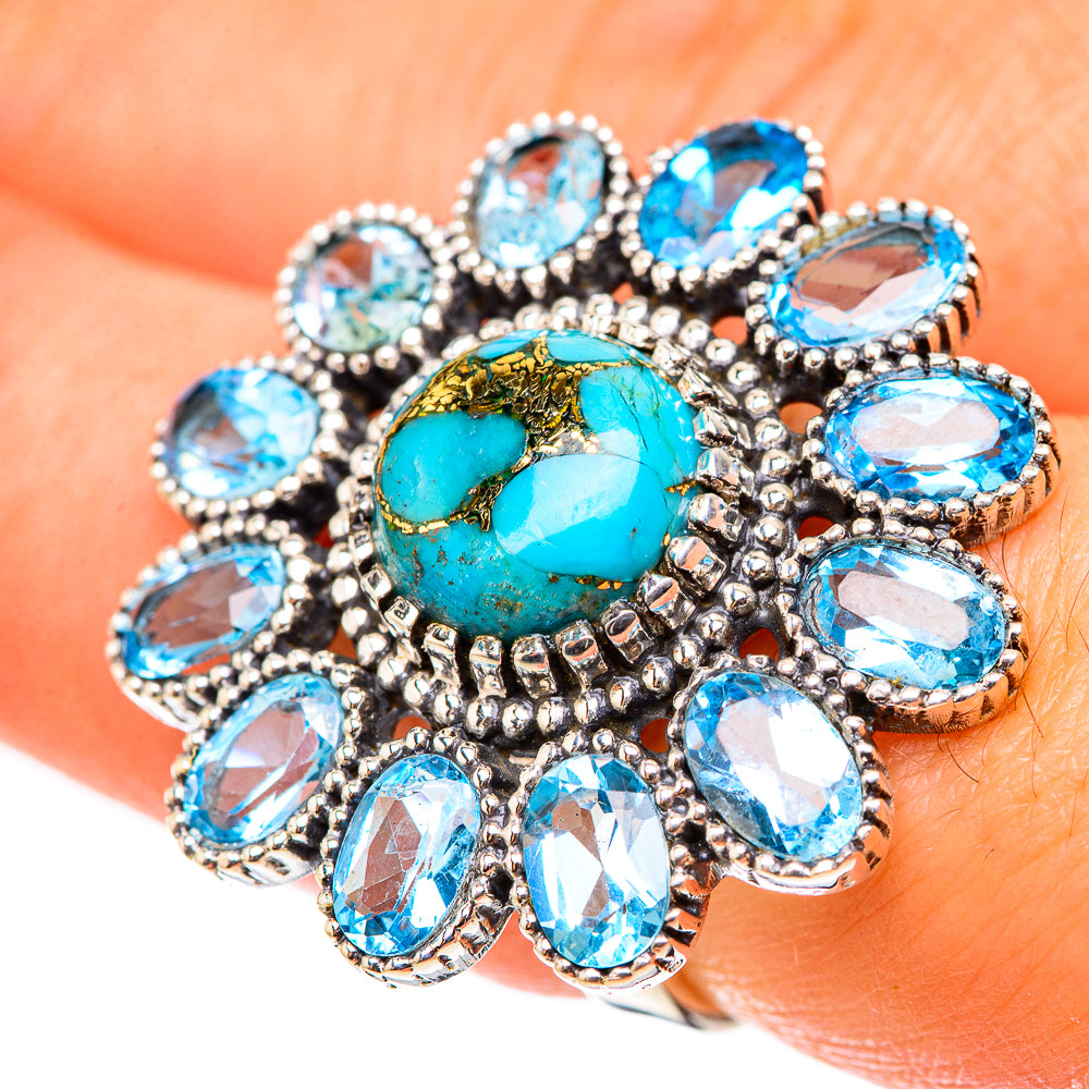 Blue Copper Composite Turquoise Rings handcrafted by Ana Silver Co - RING124144