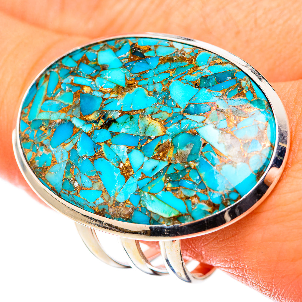Blue Copper Composite Turquoise Rings handcrafted by Ana Silver Co - RING124149