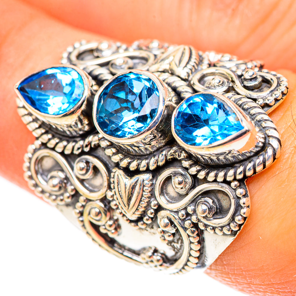 Swiss Blue Topaz Rings handcrafted by Ana Silver Co - RING124151