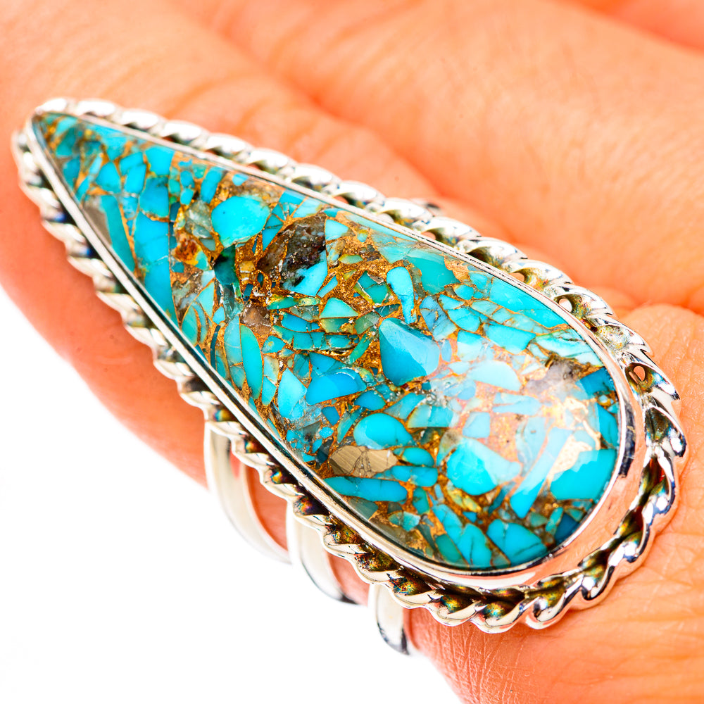 Blue Copper Composite Turquoise Rings handcrafted by Ana Silver Co - RING124152