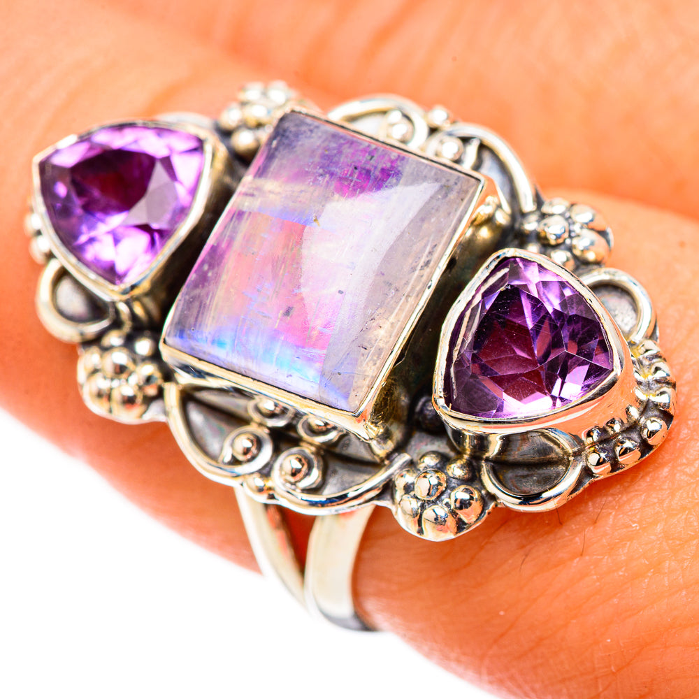Pink Moonstone Rings handcrafted by Ana Silver Co - RING124156