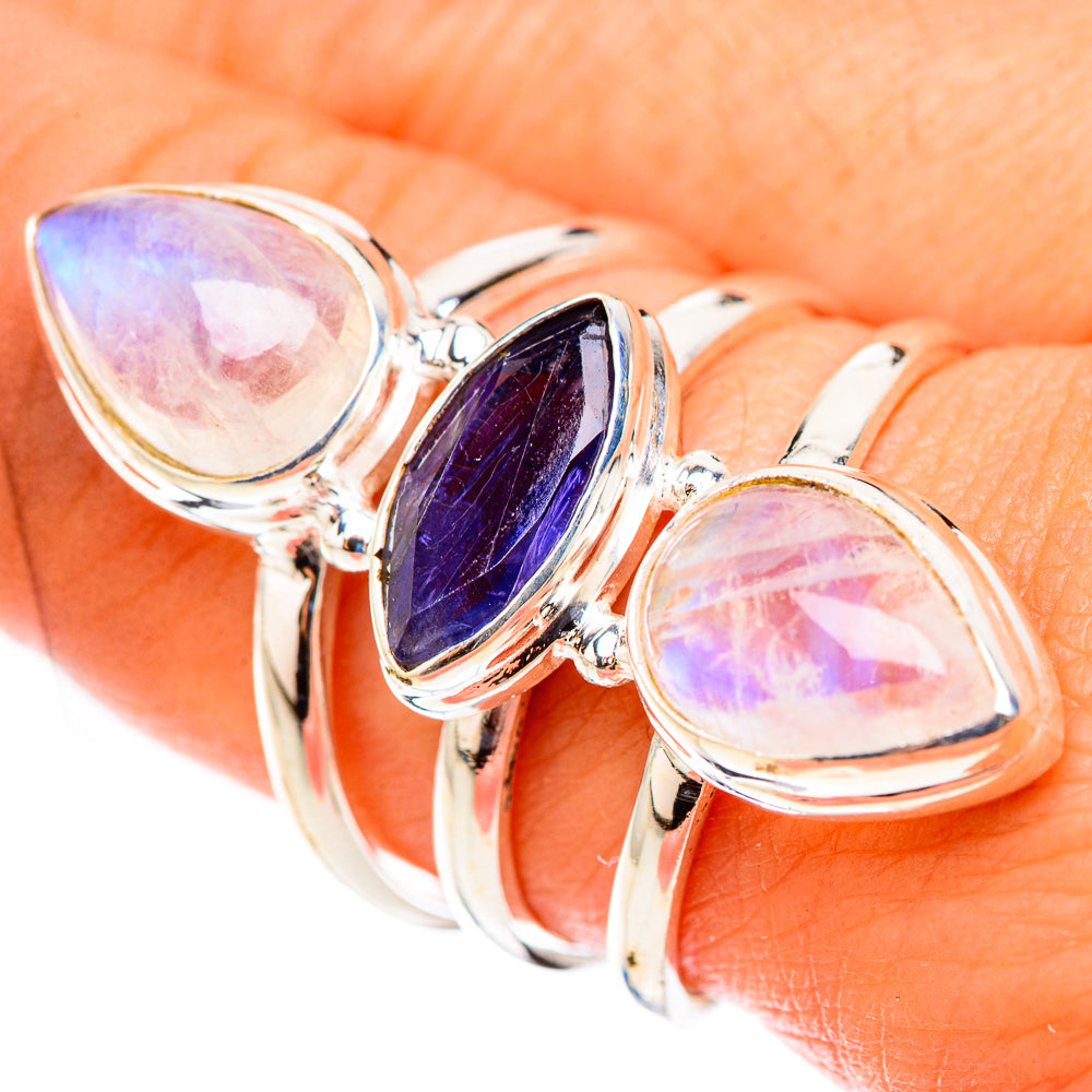 Rainbow Moonstone Rings handcrafted by Ana Silver Co - RING124157