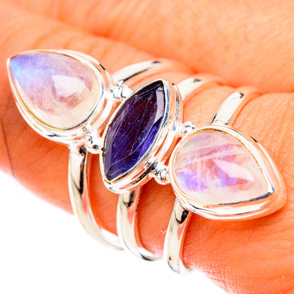 Rainbow Moonstone Rings handcrafted by Ana Silver Co - RING124157