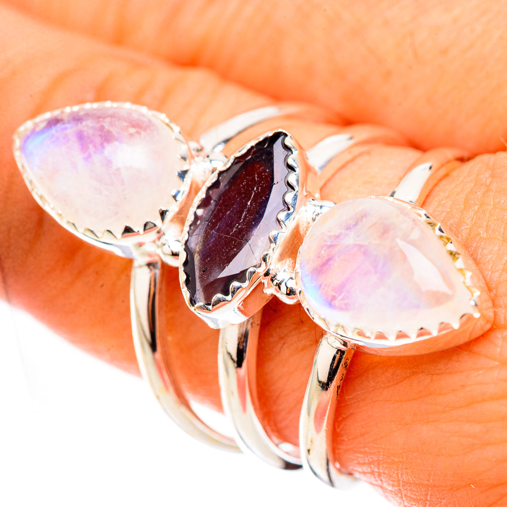 Rainbow Moonstone Rings handcrafted by Ana Silver Co - RING124162