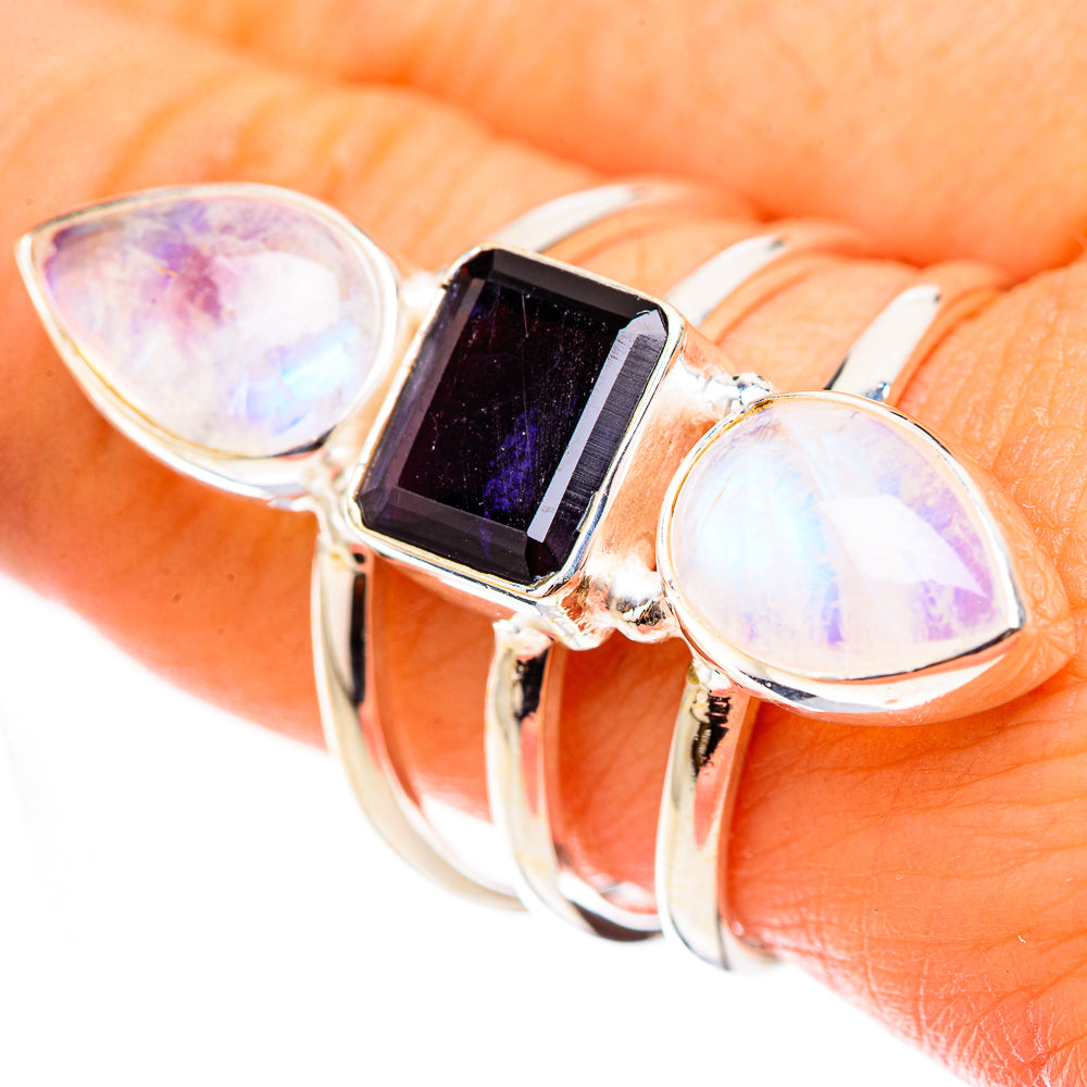 Rainbow Moonstone Rings handcrafted by Ana Silver Co - RING124163