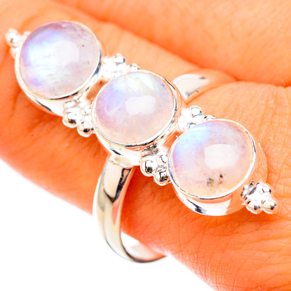 Rainbow Moonstone Rings handcrafted by Ana Silver Co - RING124164