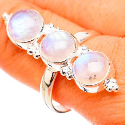 Rainbow Moonstone Rings handcrafted by Ana Silver Co - RING124164
