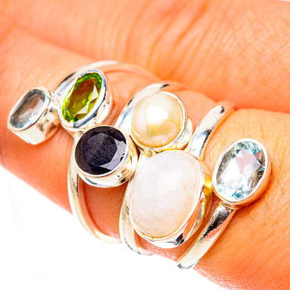 Rainbow Moonstone Rings handcrafted by Ana Silver Co - RING124167