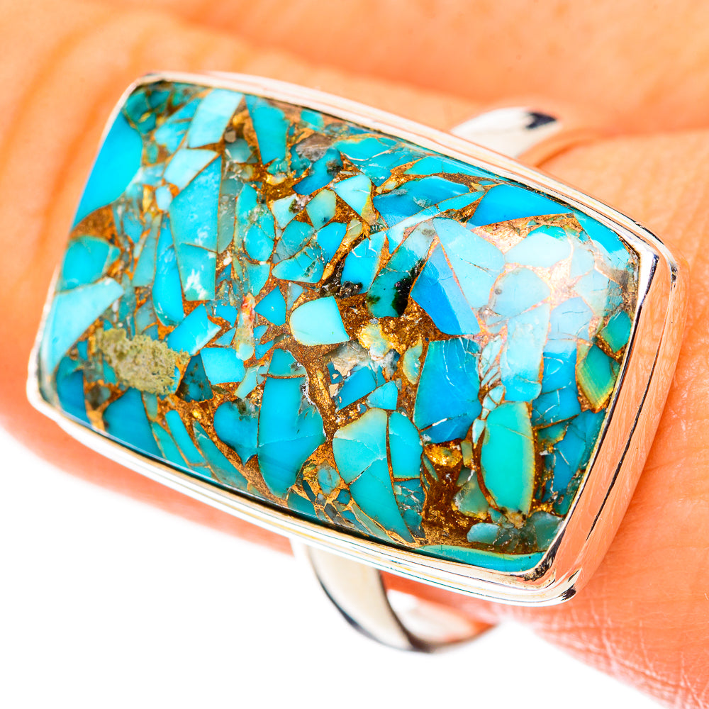 Blue Copper Composite Turquoise Rings handcrafted by Ana Silver Co - RING124174