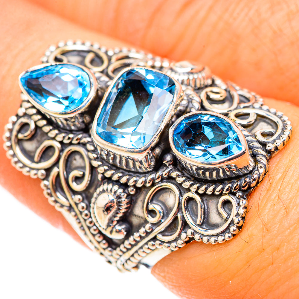 Swiss Blue Topaz Rings handcrafted by Ana Silver Co - RING124175