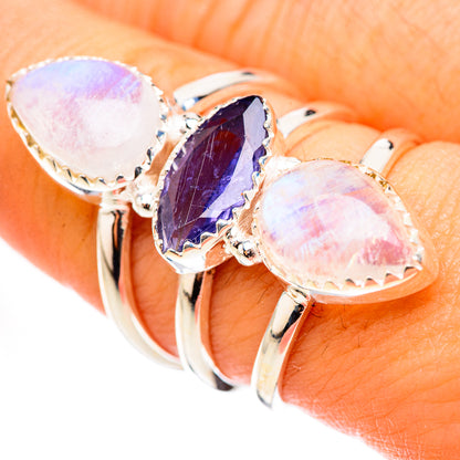 Rainbow Moonstone Rings handcrafted by Ana Silver Co - RING124180