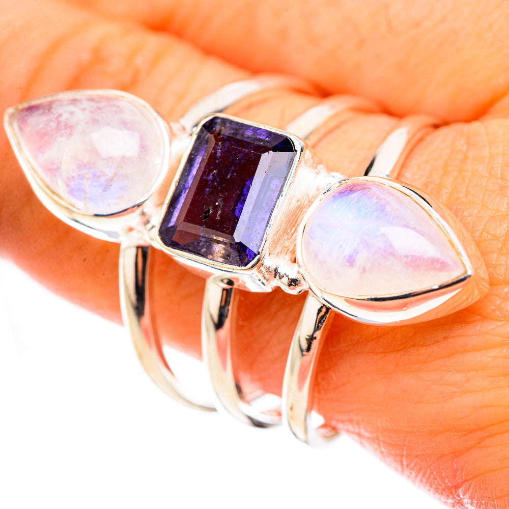 Rainbow Moonstone Rings handcrafted by Ana Silver Co - RING124181
