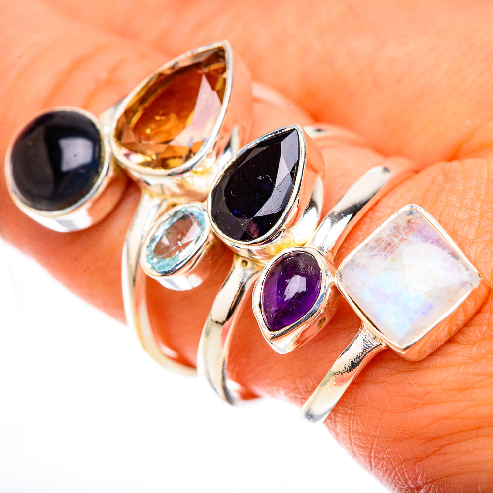 Rainbow Moonstone Rings handcrafted by Ana Silver Co - RING124186