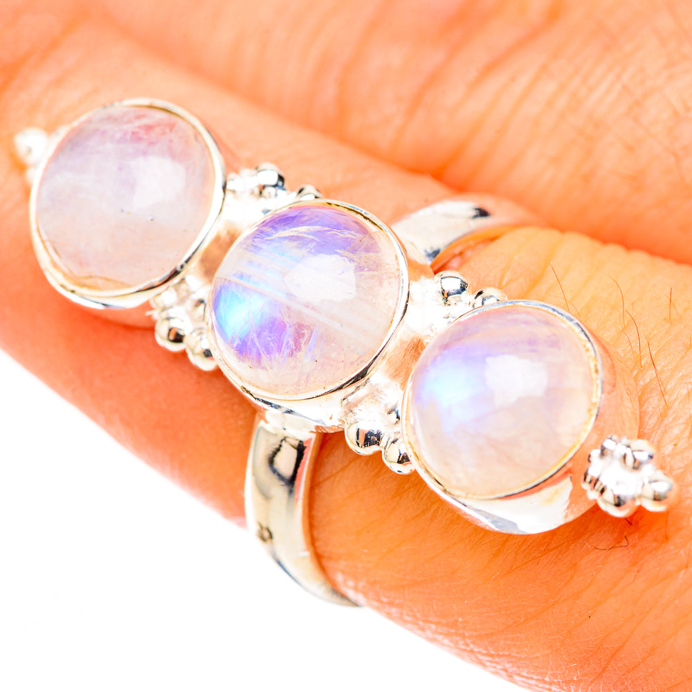 Rainbow Moonstone Rings handcrafted by Ana Silver Co - RING124194