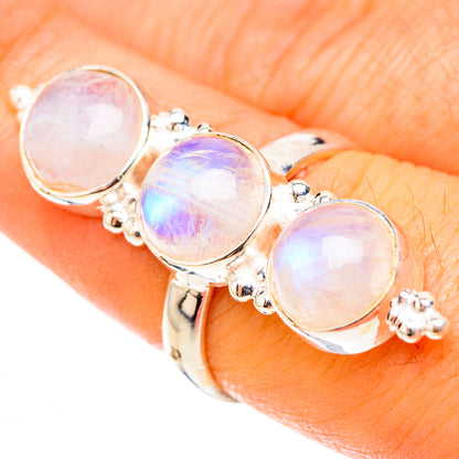 Rainbow Moonstone Rings handcrafted by Ana Silver Co - RING124194