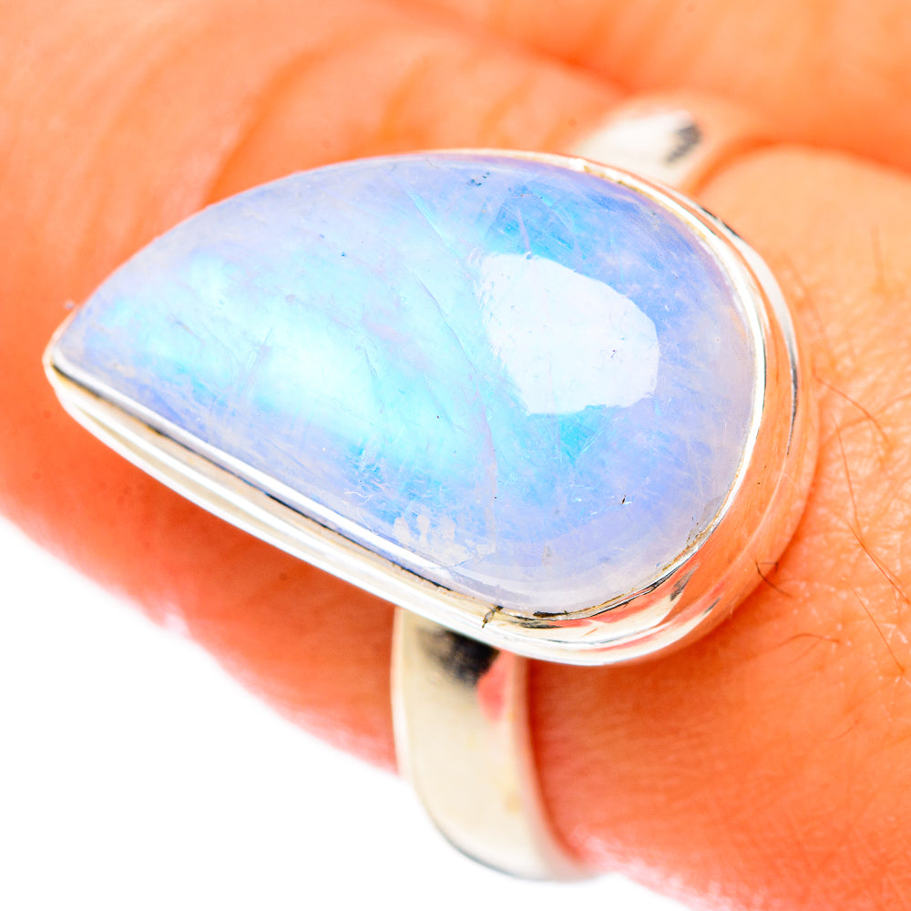Rainbow Moonstone Rings handcrafted by Ana Silver Co - RING124199