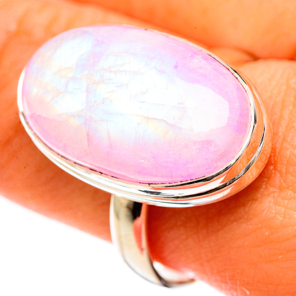 Pink Moonstone Rings handcrafted by Ana Silver Co - RING124208