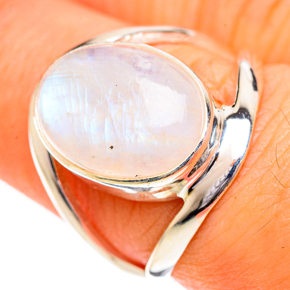Rainbow Moonstone Rings handcrafted by Ana Silver Co - RING124216
