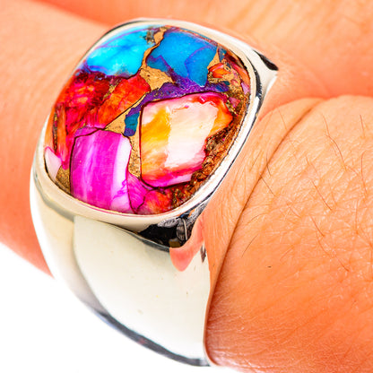 Kingman Pink Dahlia Turquoise Rings handcrafted by Ana Silver Co - RING124219