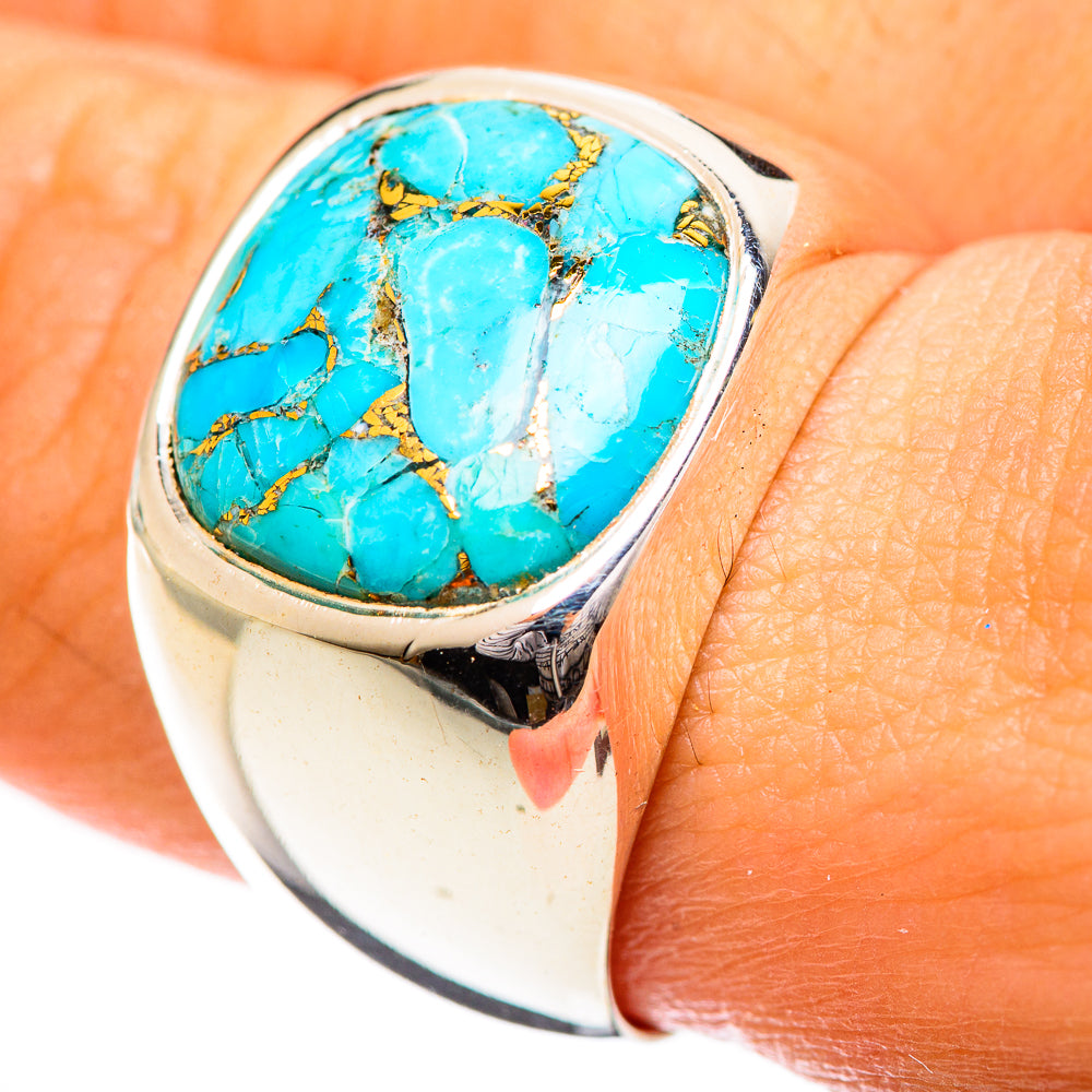 Blue Copper Composite Turquoise Rings handcrafted by Ana Silver Co - RING124229