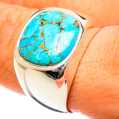 Blue Copper Composite Turquoise Rings handcrafted by Ana Silver Co - RING124229