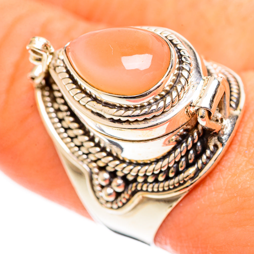 Peach Moonstone Rings handcrafted by Ana Silver Co - RING124233