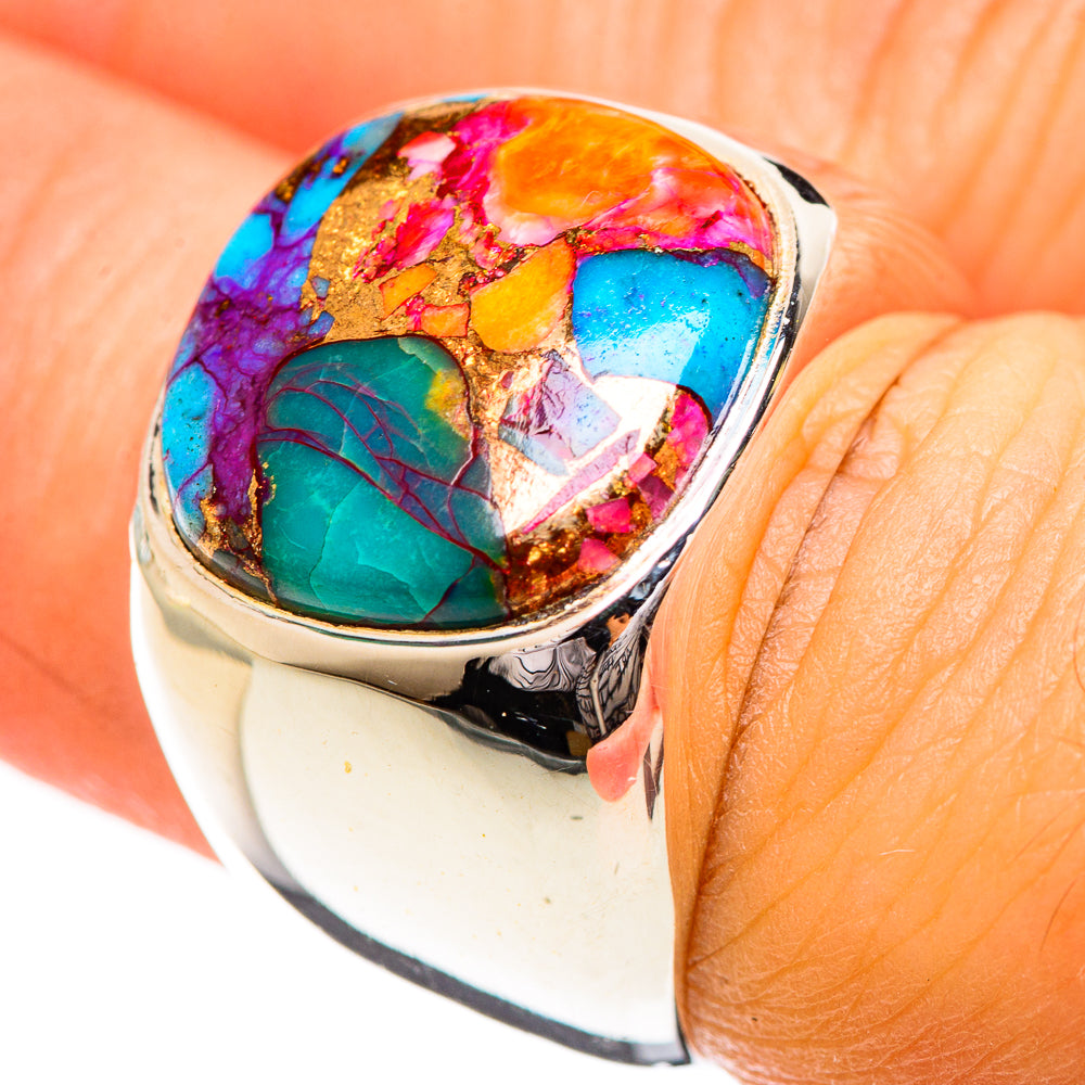 Kingman Pink Dahlia Turquoise Rings handcrafted by Ana Silver Co - RING124245