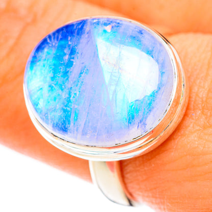 Rainbow Moonstone Rings handcrafted by Ana Silver Co - RING124254