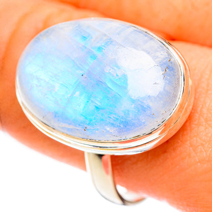Rainbow Moonstone Rings handcrafted by Ana Silver Co - RING124274