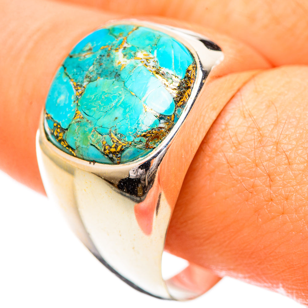 Blue Copper Composite Turquoise Rings handcrafted by Ana Silver Co - RING124280