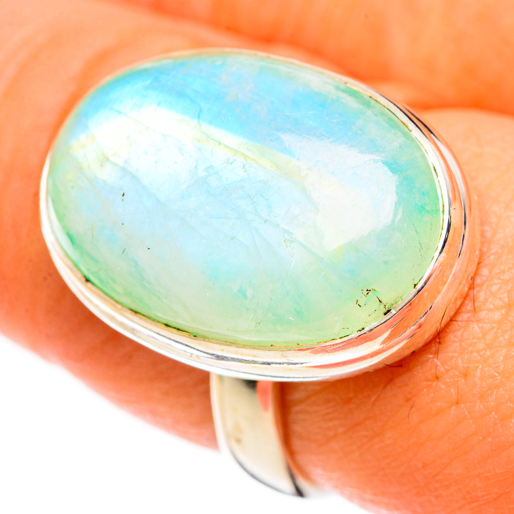 Green Moonstone Rings handcrafted by Ana Silver Co - RING124282