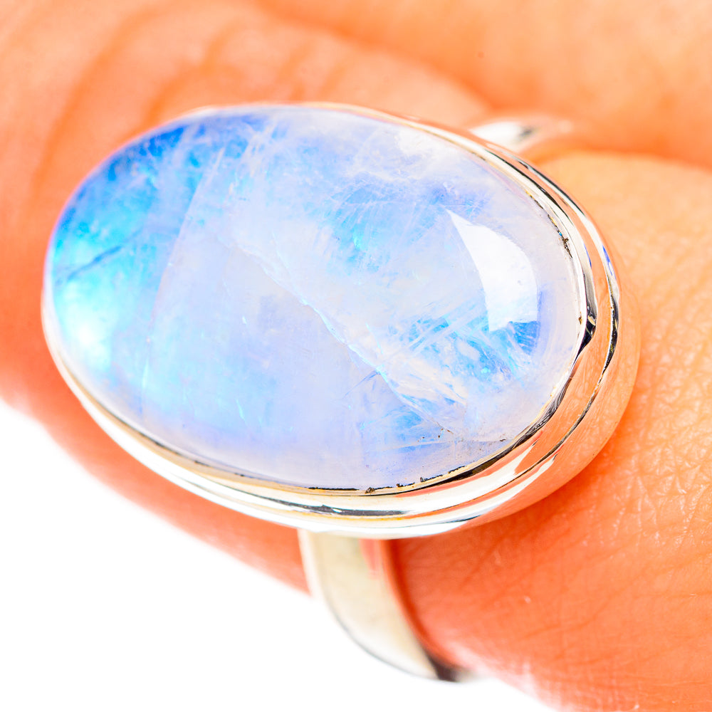 Rainbow Moonstone Rings handcrafted by Ana Silver Co - RING124300