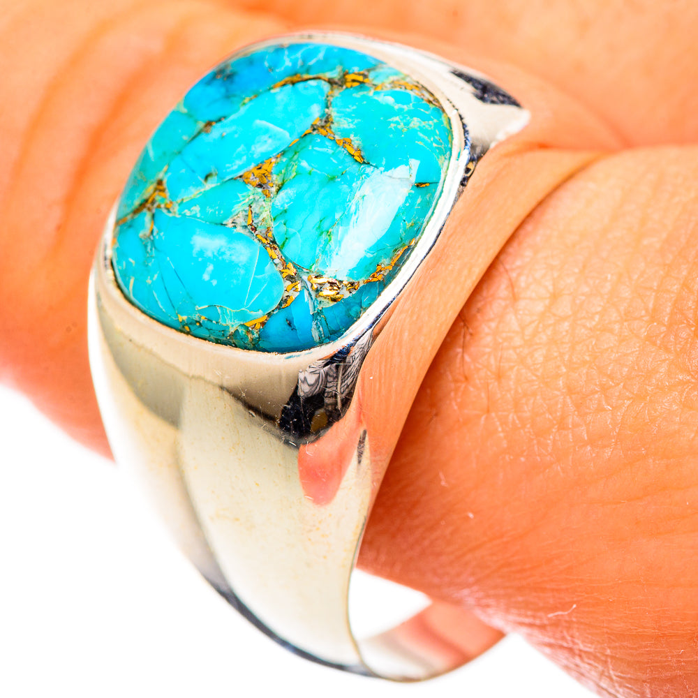 Blue Copper Composite Turquoise Rings handcrafted by Ana Silver Co - RING124303