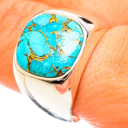 Blue Copper Composite Turquoise Rings handcrafted by Ana Silver Co - RING124316