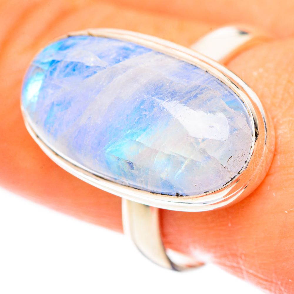Rainbow Moonstone Rings handcrafted by Ana Silver Co - RING124333