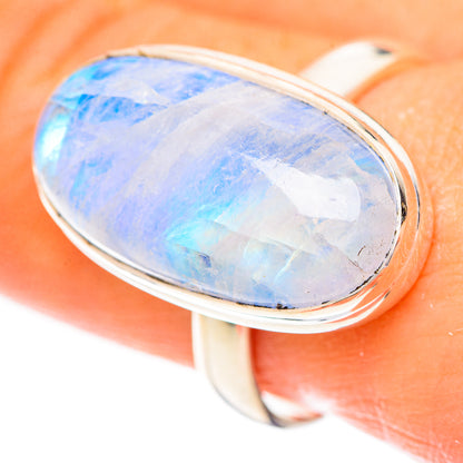 Rainbow Moonstone Rings handcrafted by Ana Silver Co - RING124333