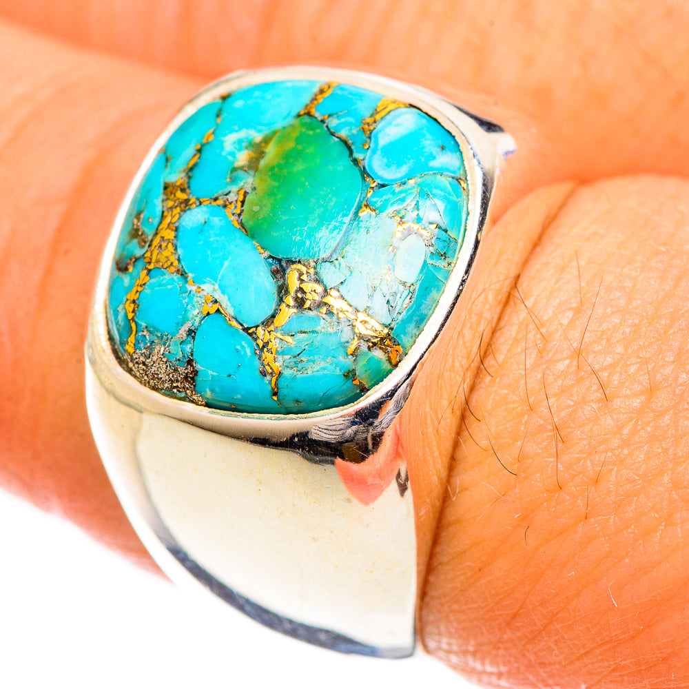 Blue Copper Composite Turquoise Rings handcrafted by Ana Silver Co - RING124353