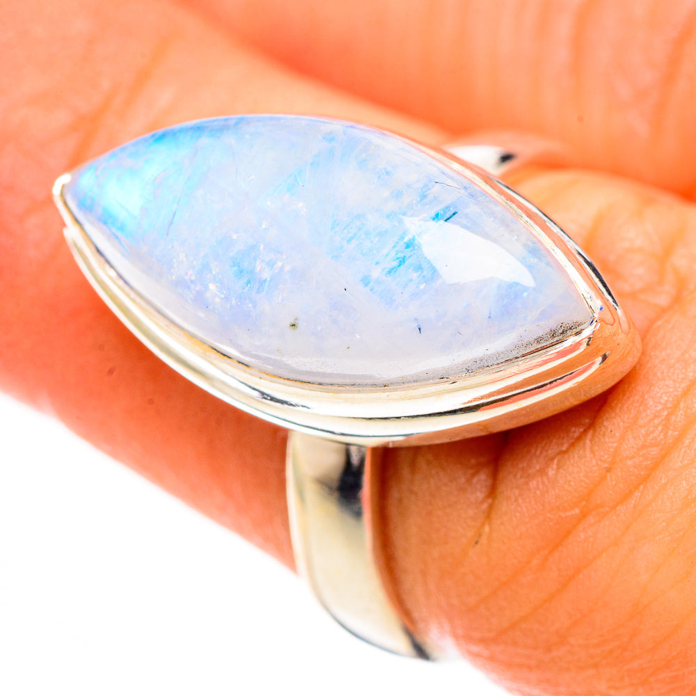 Rainbow Moonstone Rings handcrafted by Ana Silver Co - RING124357