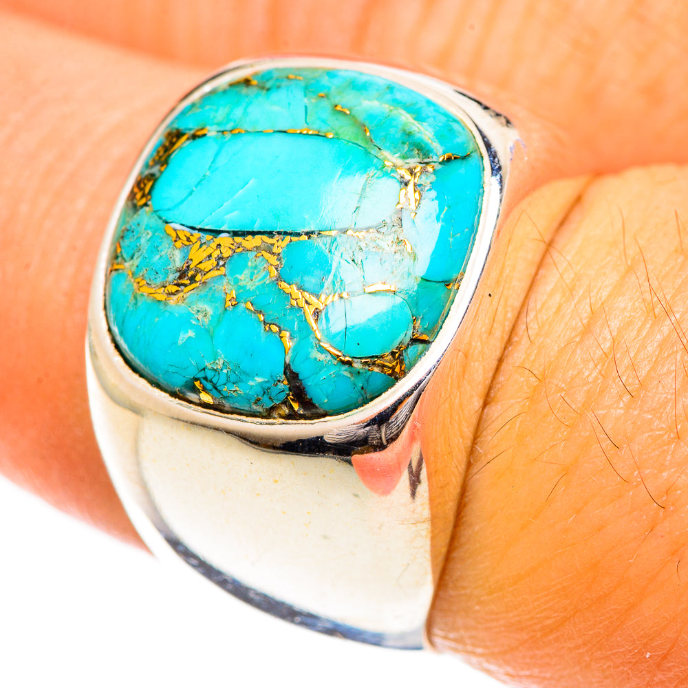 Blue Copper Composite Turquoise Rings handcrafted by Ana Silver Co - RING124372