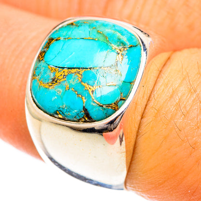Blue Copper Composite Turquoise Rings handcrafted by Ana Silver Co - RING124372