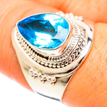 Swiss Blue Topaz Rings handcrafted by Ana Silver Co - RING124373