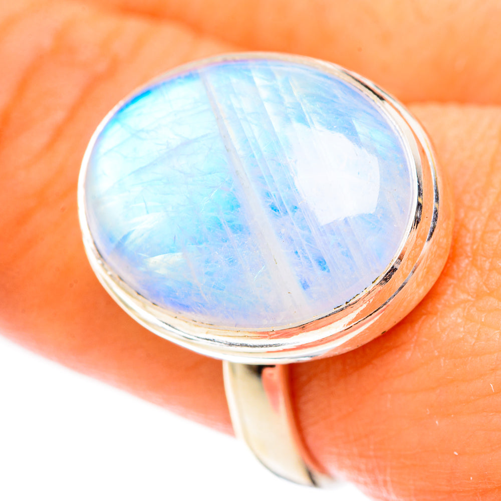 Rainbow Moonstone Rings handcrafted by Ana Silver Co - RING124376