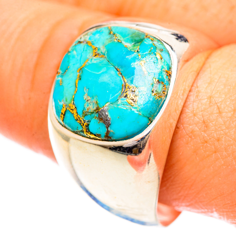 Blue Copper Composite Turquoise Rings handcrafted by Ana Silver Co - RING124387