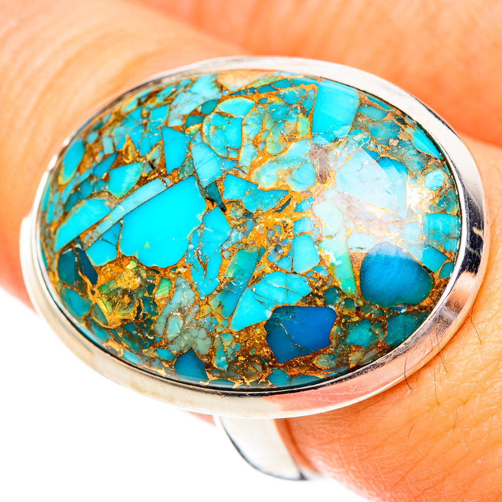 Blue Copper Composite Turquoise Rings handcrafted by Ana Silver Co - RING124396