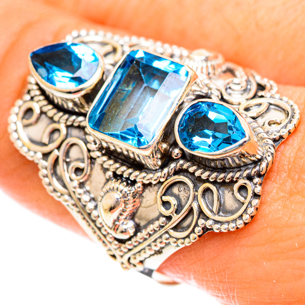 Swiss Blue Topaz Rings handcrafted by Ana Silver Co - RING124397