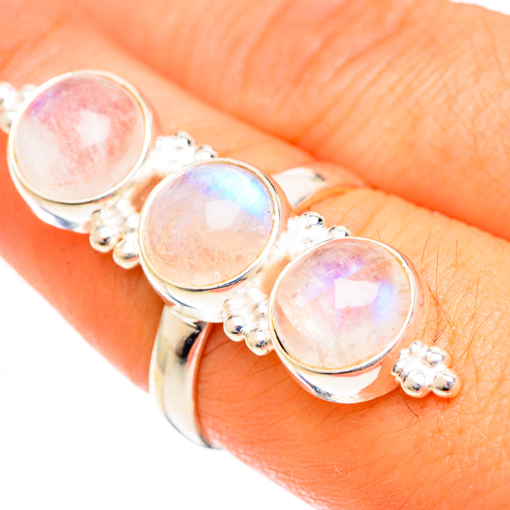 Rainbow Moonstone Rings handcrafted by Ana Silver Co - RING124414