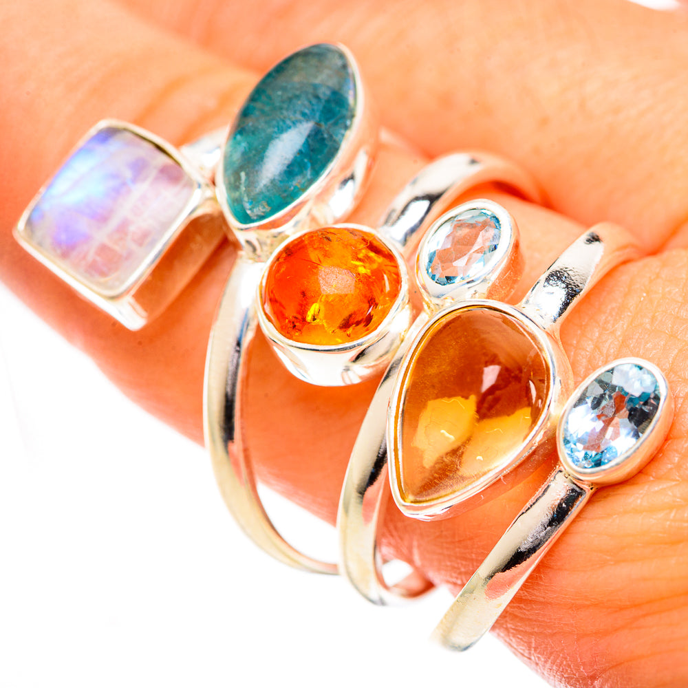 Rainbow Moonstone Rings handcrafted by Ana Silver Co - RING124418